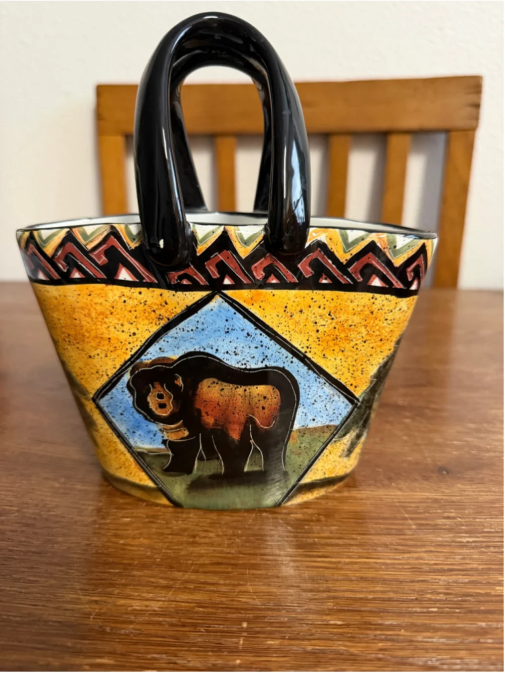 Style Eyes by Baum Bros Woodland Collection Ceramic Handled Basket Moose Bear Ru